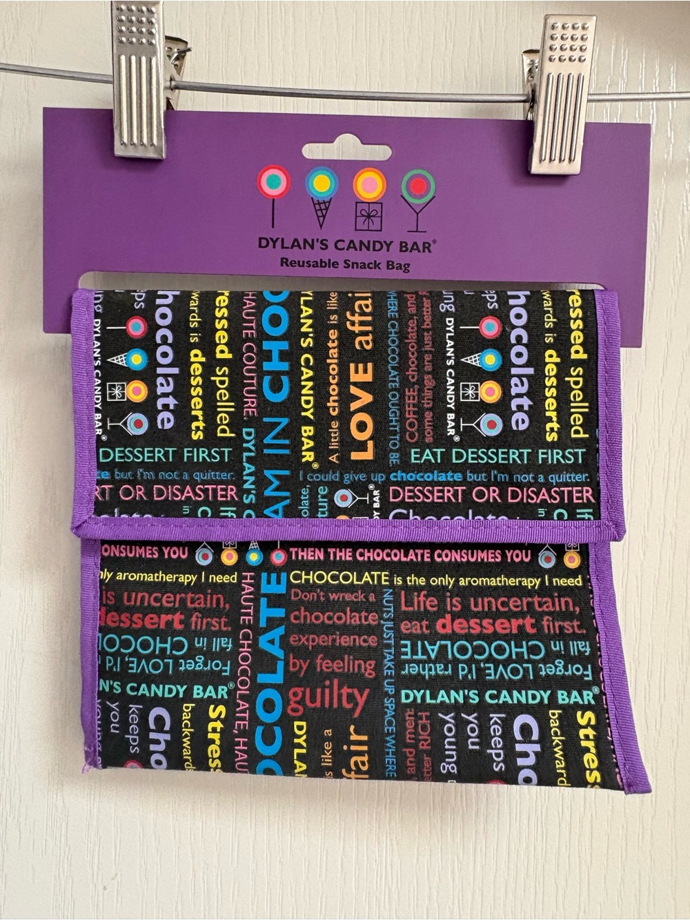 Kids Reusable Snack Bag - Black with Purple Trim (NWT)